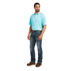 Ariat® Men's TEK Short Sleeve Blue Radiance Polo Shirt 10040651 -ARIA Clothing Shop 10040651C