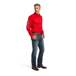 Ariat® Men's Casual Team Logo Southwest Red Button Down Shirt 10040702 -ARIA Clothing Shop 10040702E