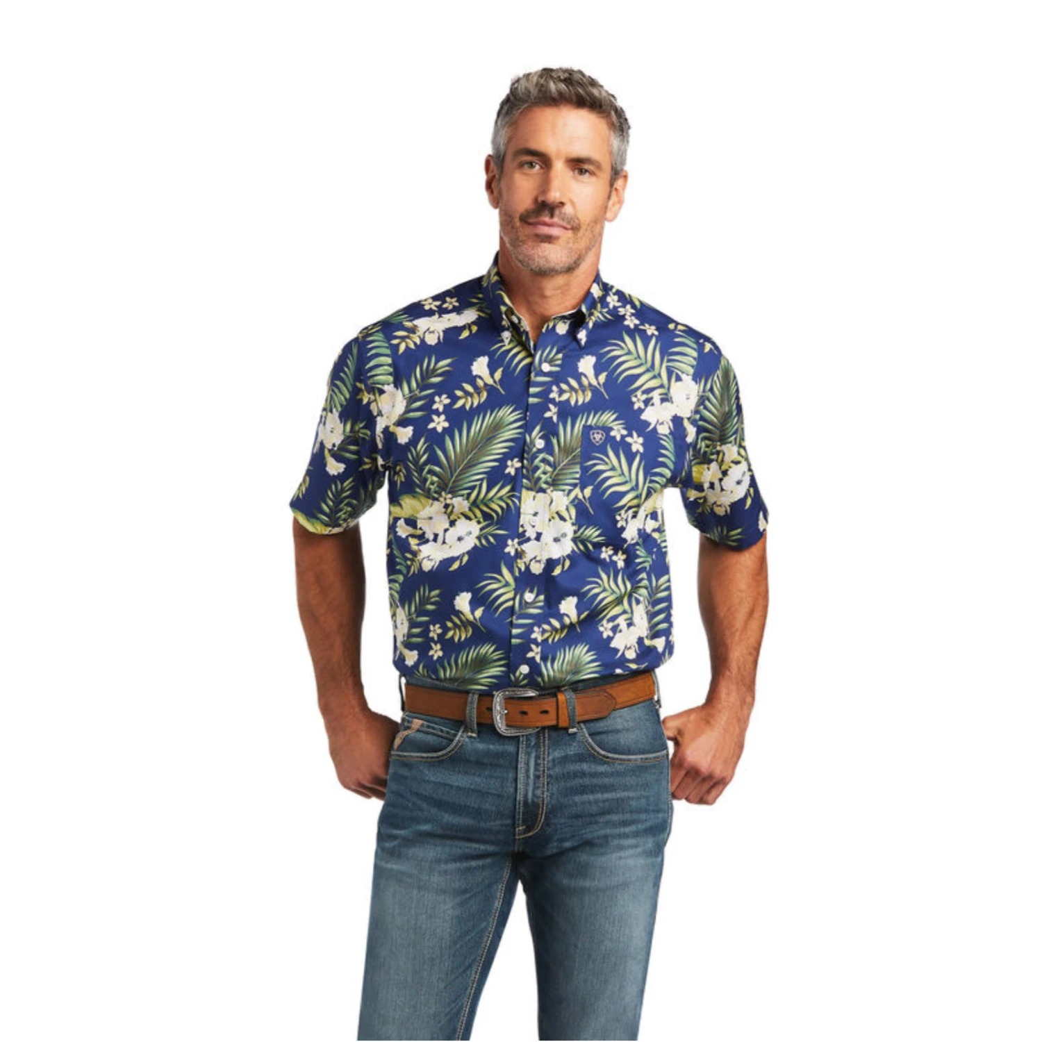 Ariat® Men's Wrinkle Free Ephraim Blue Button Down Shirt 10040725 1 Ariat® Men's Wrinkle Free Ephraim Blue Button Down Shirt 10040725