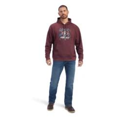 Ariat® Men's Southwest Block Malbec Heather Hoodie 10041722 -ARIA Clothing Shop 10041722c
