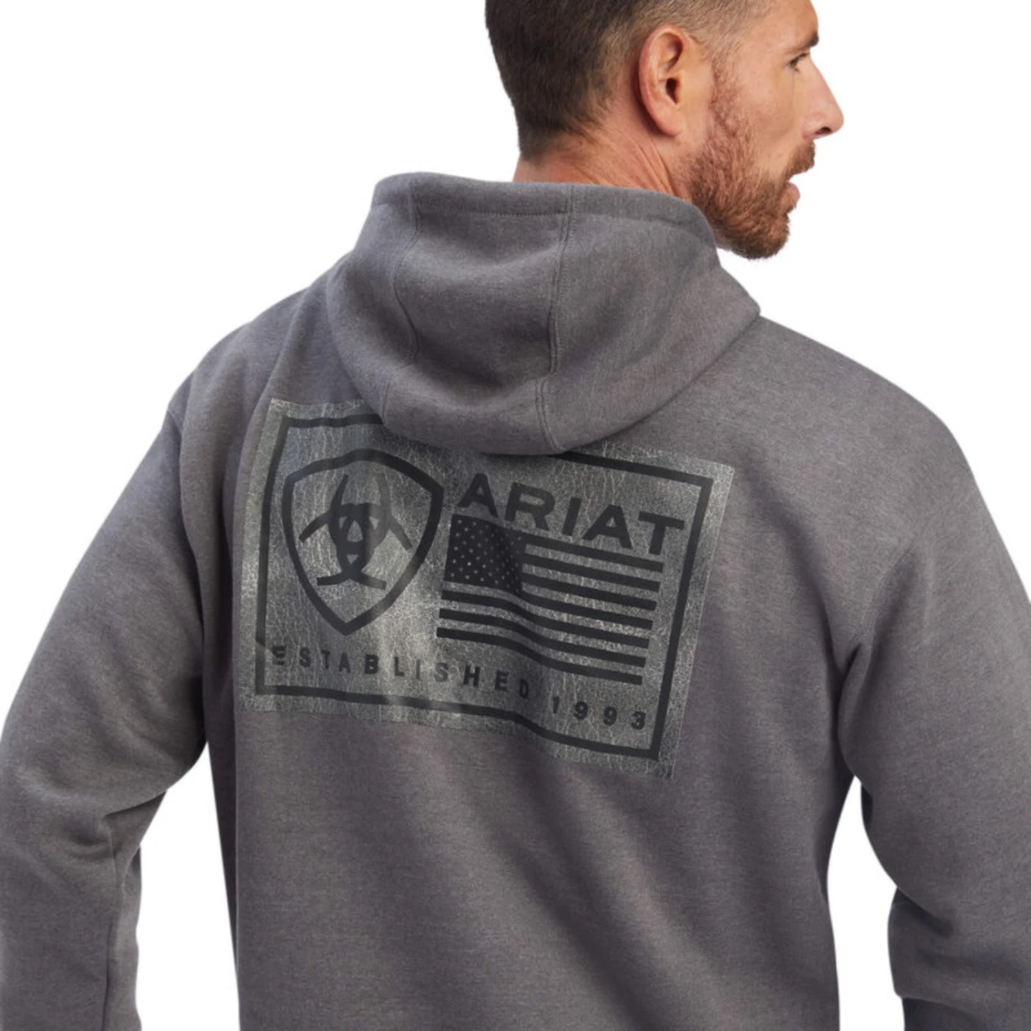 Ariat® Men's EST Block Charcoal Grey Pullover Hoodie 10041723 3 Ariat® Men's EST Block Charcoal Grey Pullover Hoodie 10041723 - Image 3