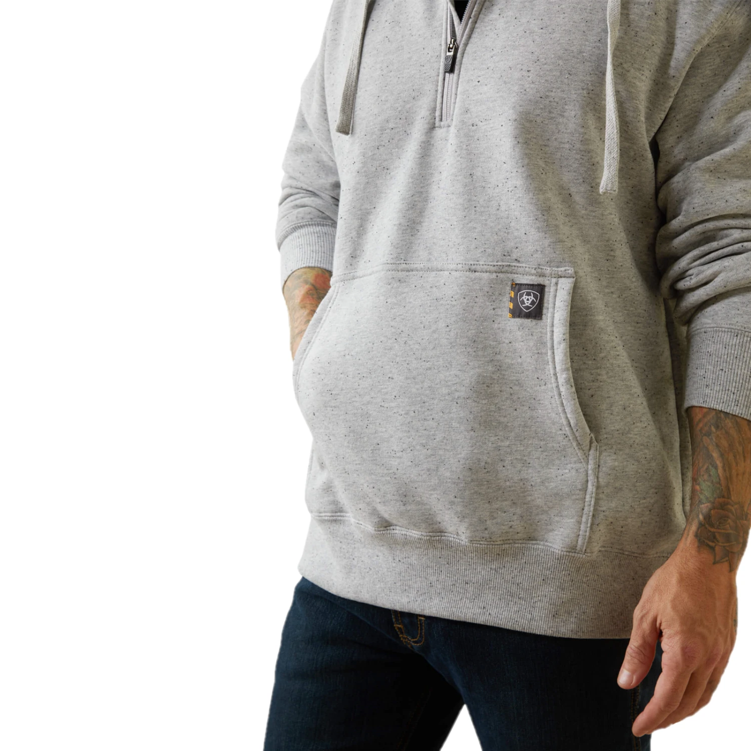 Ariat® Men's Rebar Workman 1/4 Zip Heather Grey Hoodie 10043367 2 Ariat® Men's Rebar Workman 1/4 Zip Heather Grey Hoodie 10043367 - Image 2