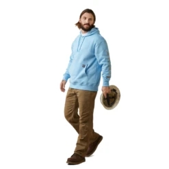Ariat® Men's Rebar Graphic Heather Canal Blue Pullover Hoodie 10043589 -ARIA Clothing Shop 10043589b