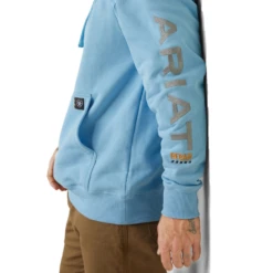 Ariat® Men's Rebar Graphic Heather Canal Blue Pullover Hoodie 10043589 -ARIA Clothing Shop 10043589c