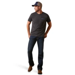 Ariat® Men's Logoscape Charcoal Heather Graphic T-Shirt 10044775 -ARIA Clothing Shop 10044775e