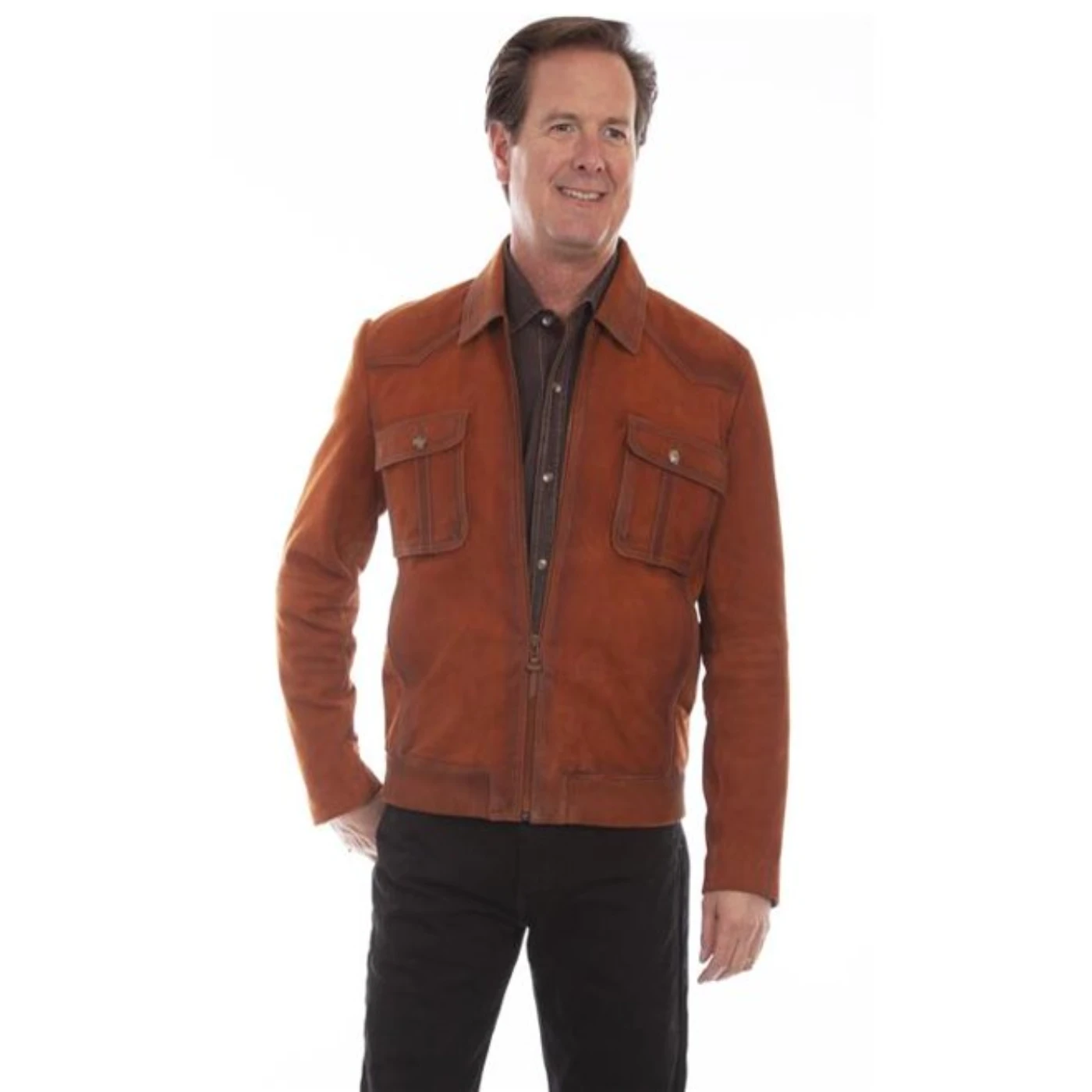 Scully® Men's Rugged Lamb Copper Suede Zip Front Jacket 1065-305 1 Scully® Men's Rugged Lamb Copper Suede Zip Front Jacket 1065-305