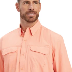 Ariat Men's VentTEK™ Outbound Peach Pink Button Down Shirt 10041123 -ARIA Clothing Shop 1123 zoom