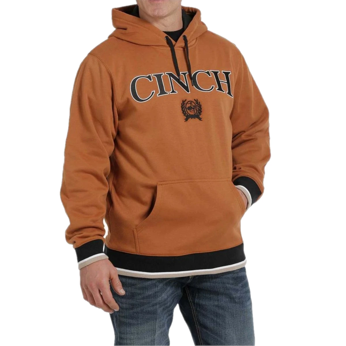 Cinch® Men's Logo Rust Orange Hooded Sweatshirt MWK1206019 1 Cinch® Men's Logo Rust Orange Hooded Sweatshirt MWK1206019