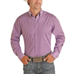 Panhandle Men's Solid Stretch Violet Button Down Shirt 36D8041-55