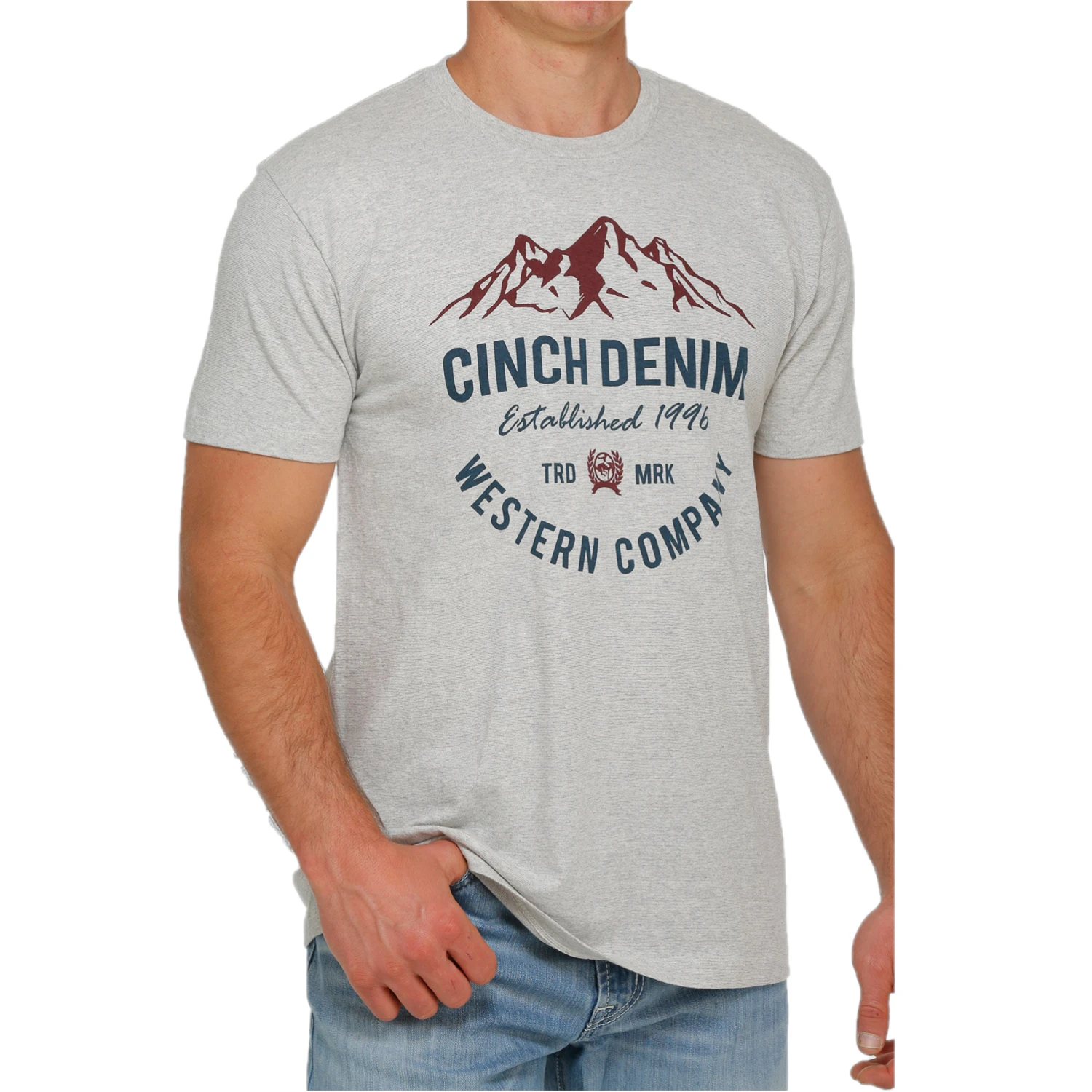 Cinch Men's Heather Grey Mountain Graphic T-Shirt MTT1690485 1 Cinch Men's Heather Grey Mountain Graphic T-Shirt MTT1690485
