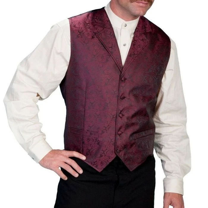 Scully Men's Burgundy Paisley Vests RW093-BURG 1 Scully Men's Burgundy Paisley Vests RW093-BURG
