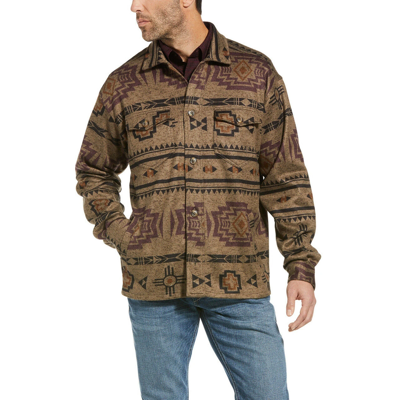 Ariat® Men's Brindlewood Retro Hatcher Printed Sweater Jacket 10033227 1 Ariat® Men's Brindlewood Retro Hatcher Printed Sweater Jacket 10033227