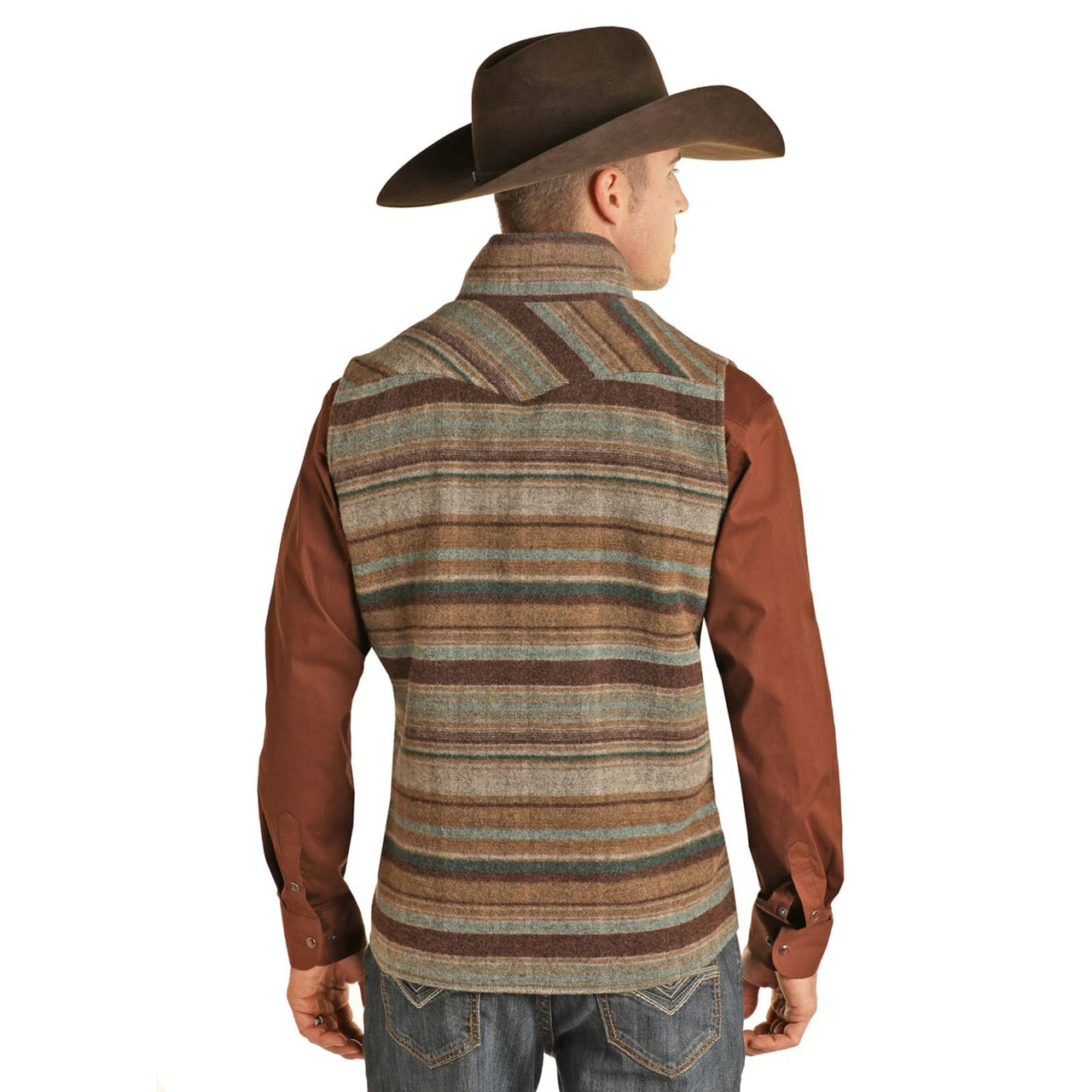Powder River Outfitters® Men's Serape Stripe Brown Vest 98-1003-22 2 Powder River Outfitters® Men's Serape Stripe Brown Vest 98-1003-22 - Image 2