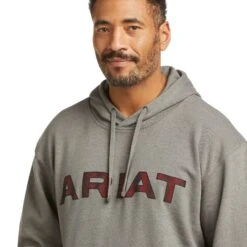 Ariat Men's Basic Charcoal Raised Logo Hoodie 10037261 -ARIA Clothing Shop F21 MNS WEST 10037261 detail03