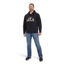 Ariat® Men's USA Proud Black Graphic Hooded Sweatshirt 10041720 -ARIA Clothing Shop F22 MNS WEST 10041720 full
