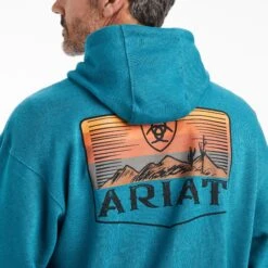 Ariat® Men's Desert Sun Ocean Depths Hooded Sweatshirt 10041726 -ARIA Clothing Shop F22 MNS WEST 10041726 detail01