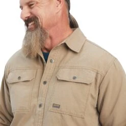 Ariat Men's Rebar Classic Canvas Khaki Shirt Jacket 10041508 -ARIA Clothing Shop F22 MNS WORK 10041508 detail01