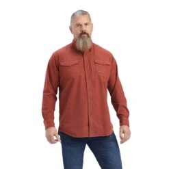Ariat® Men's Rebar DuraStretch Cherry Mahogany Work Shirt 10041604