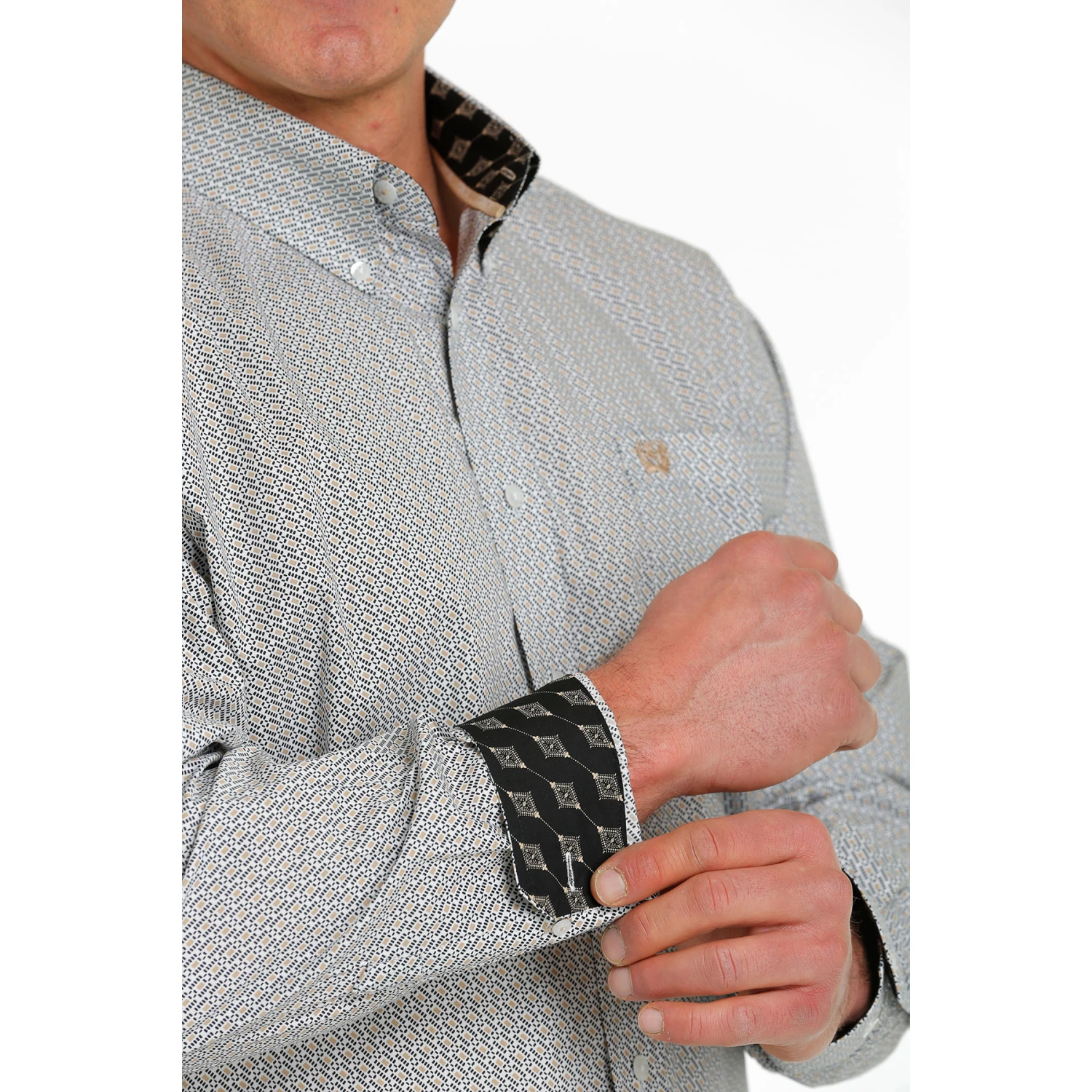 Cinch® Men's Geometric Print Grey Button Down Shirt MTW1105534 3 Cinch® Men's Geometric Print Grey Button Down Shirt MTW1105534 - Image 3