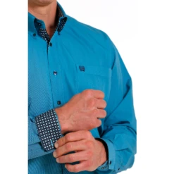 Cinch® Men's Micro-Stripe Turquoise Button Down Shirt MTW1105564 -ARIA Clothing Shop MTW1105564 2