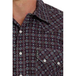 Cinch® Men's Geo Shape Printed Purple Button Down Shirt MTW1301054 -ARIA Clothing Shop MTW1301054 3