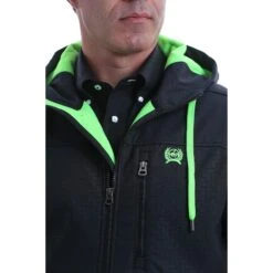 Cinch Men's Black Logo Softshell Hooded Bonded Jacket MWJ1524001 -ARIA Clothing Shop MWJ1524001 4