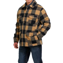 Cinch® Men's Brown Plaid Patterned Frontier Coat MWJ1572002 -ARIA Clothing Shop MWJ1572002 2