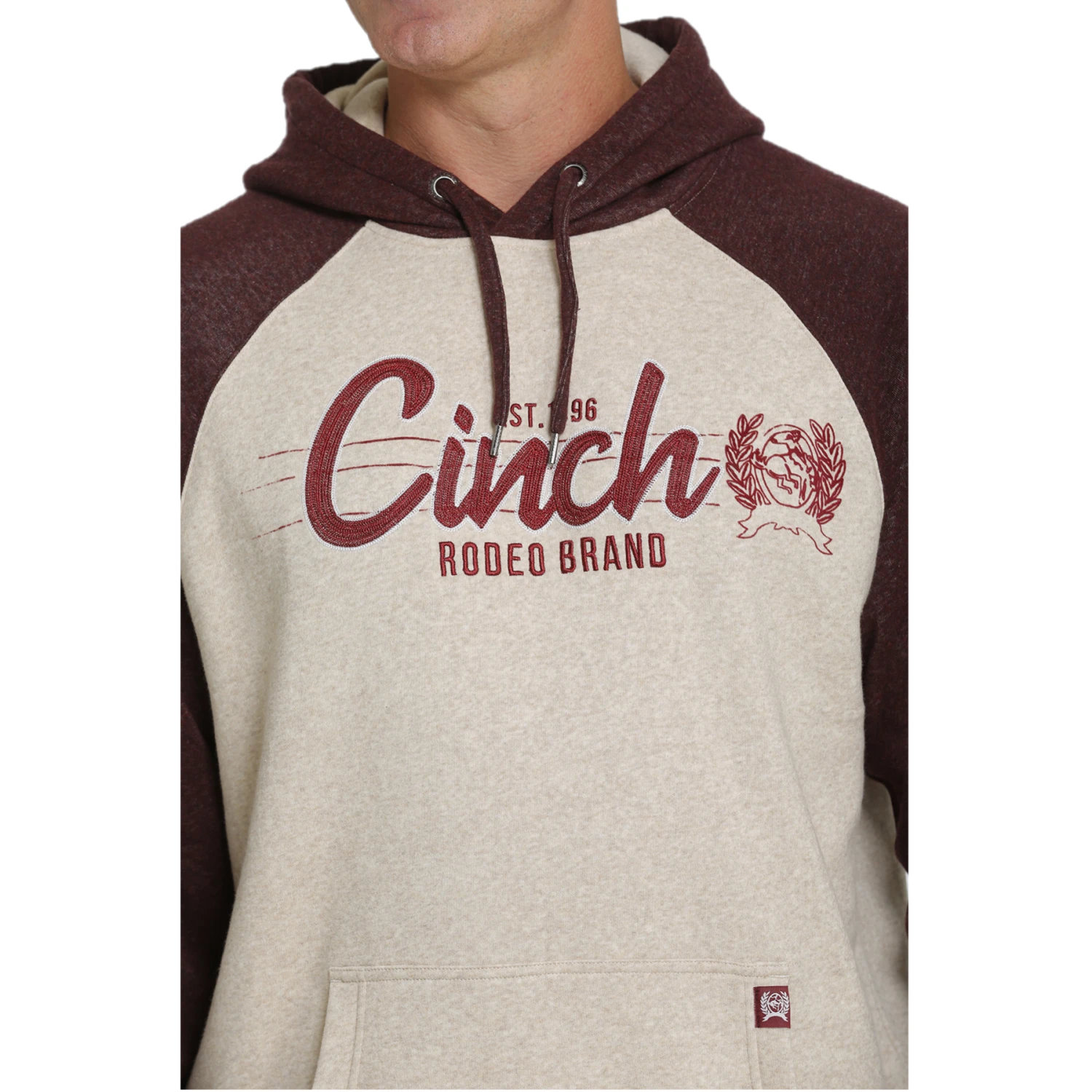 Cinch® Men's Logo Khaki & Burgundy Pullover Hoodie MWK1217008 3 Cinch® Men's Logo Khaki & Burgundy Pullover Hoodie MWK1217008 - Image 3