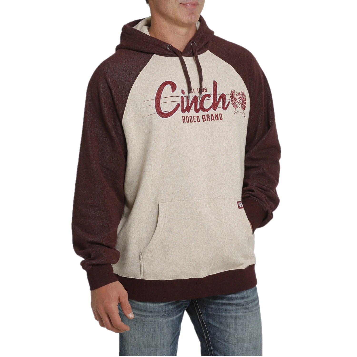 Cinch® Men's Logo Khaki & Burgundy Pullover Hoodie MWK1217008 2 Cinch® Men's Logo Khaki & Burgundy Pullover Hoodie MWK1217008 - Image 2