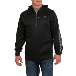Cinch® Men's Black Pullover Half Zip Hoodie MWK1240003 5 Cinch® Men's Black Pullover Half Zip Hoodie MWK1240003 -ARIA Clothing Shop MWK1240003a