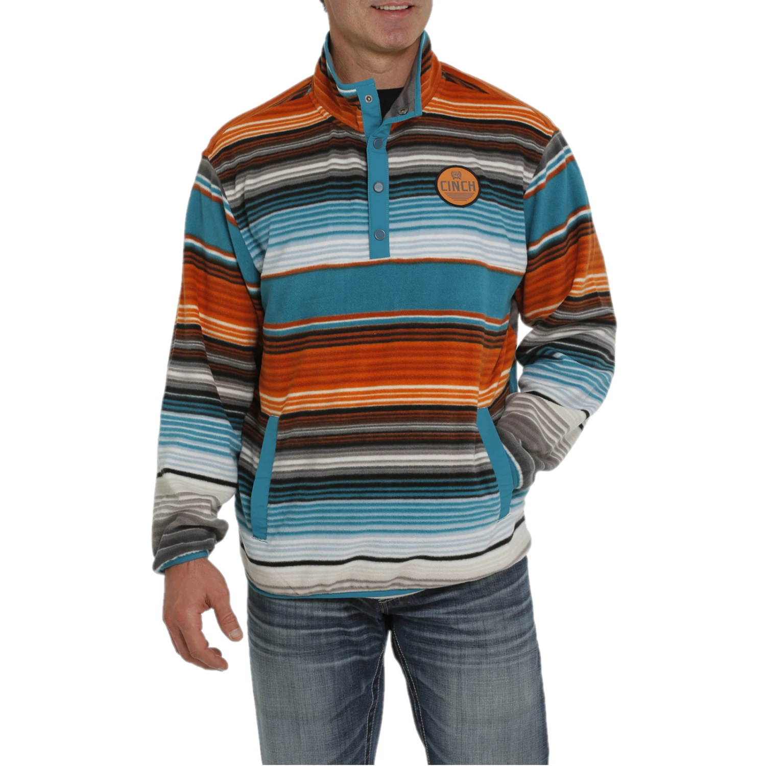 Cinch® Men's Teal Serape 1/4 Snap Fleece Pullover Sweatshirt MWK1514016 1 Cinch® Men's Teal Serape 1/4 Snap Fleece Pullover Sweatshirt MWK1514016