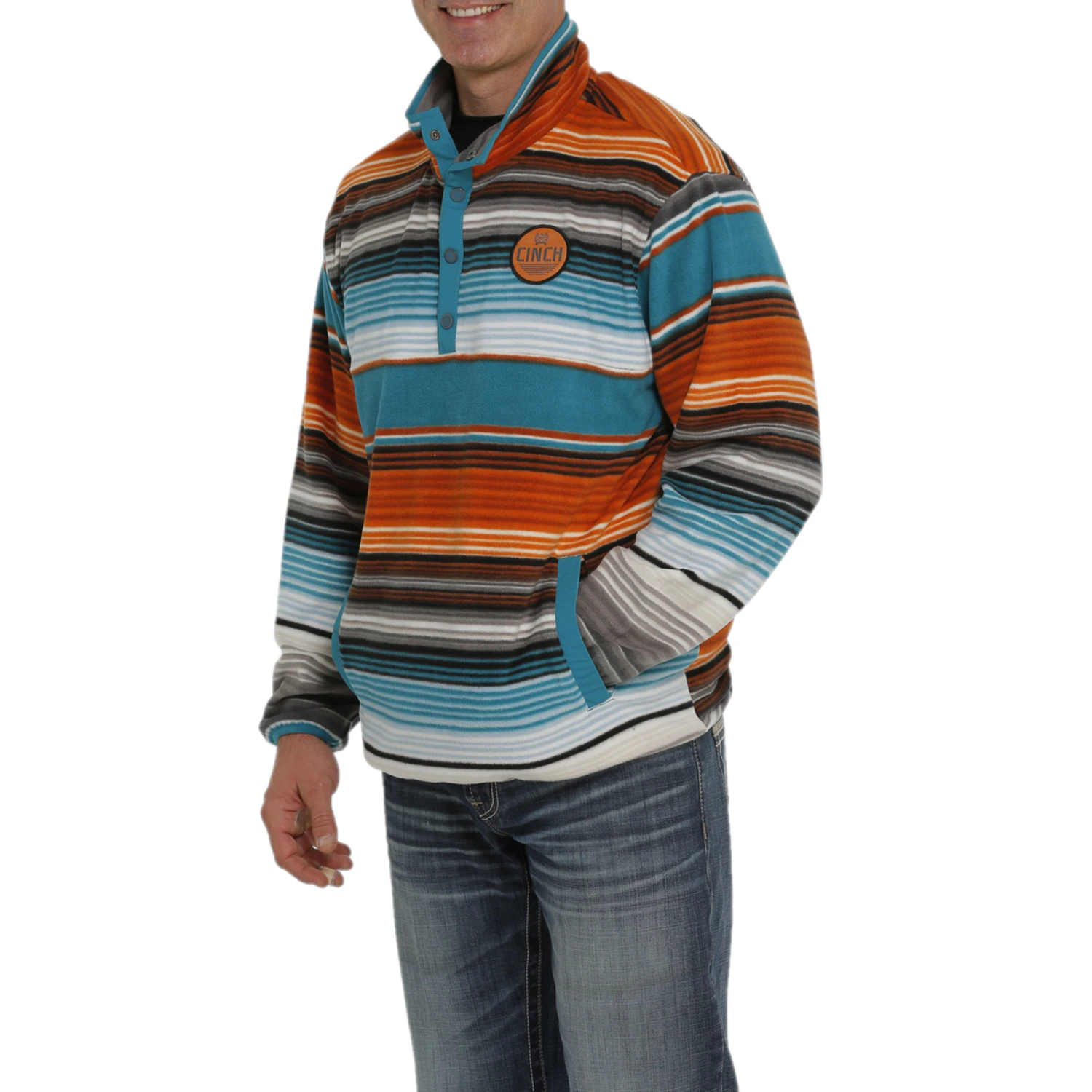 Cinch® Men's Teal Serape 1/4 Snap Fleece Pullover Sweatshirt MWK1514016 2 Cinch® Men's Teal Serape 1/4 Snap Fleece Pullover Sweatshirt MWK1514016 - Image 2