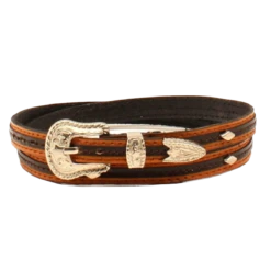 3D Men's Two Toned Leather With 3-Piece Buckle Western Hatband DH402