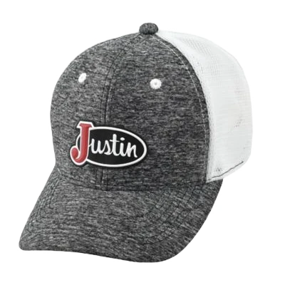 Justin® Men's Heather Grey & White Mesh Back Ball Cap JCBC013 2 Justin® Men's Heather Grey & White Mesh Back Ball Cap JCBC013 - Image 2