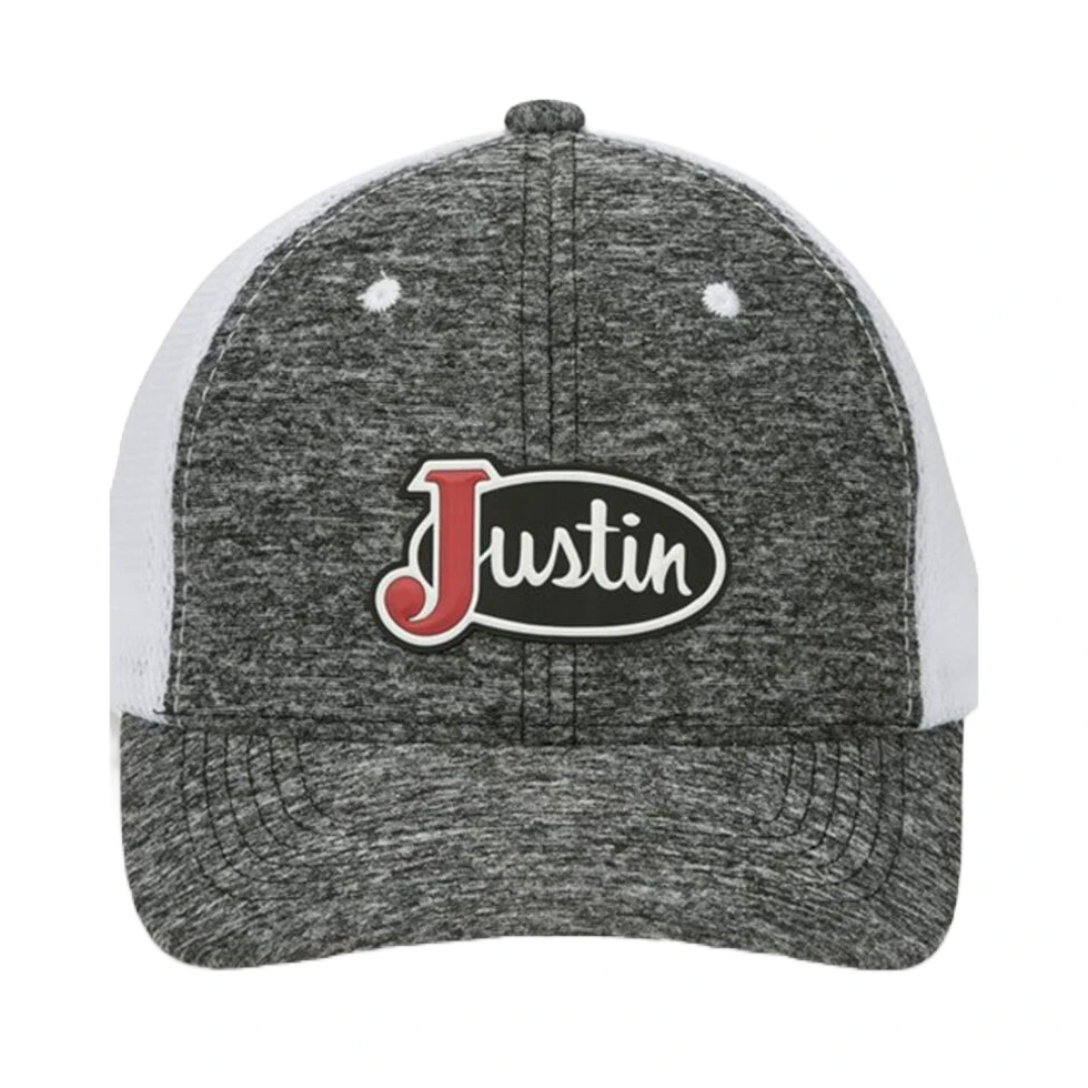Justin® Men's Heather Grey & White Mesh Back Ball Cap JCBC013 1 Justin® Men's Heather Grey & White Mesh Back Ball Cap JCBC013