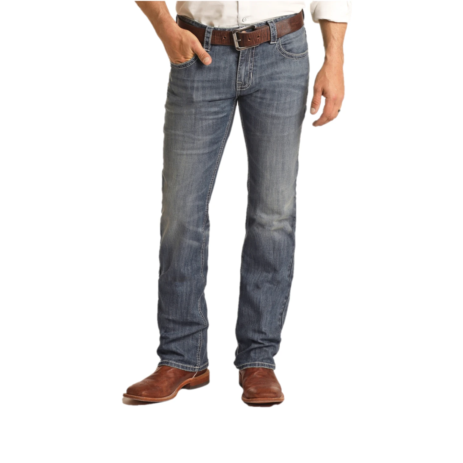 Rock & Roll Men's Pistole Straight Medium Vintage Wash Jeans RRMD1PRZSM 2 Rock & Roll Men's Pistole Straight Medium Vintage Wash Jeans RRMD1PRZSM - Image 2