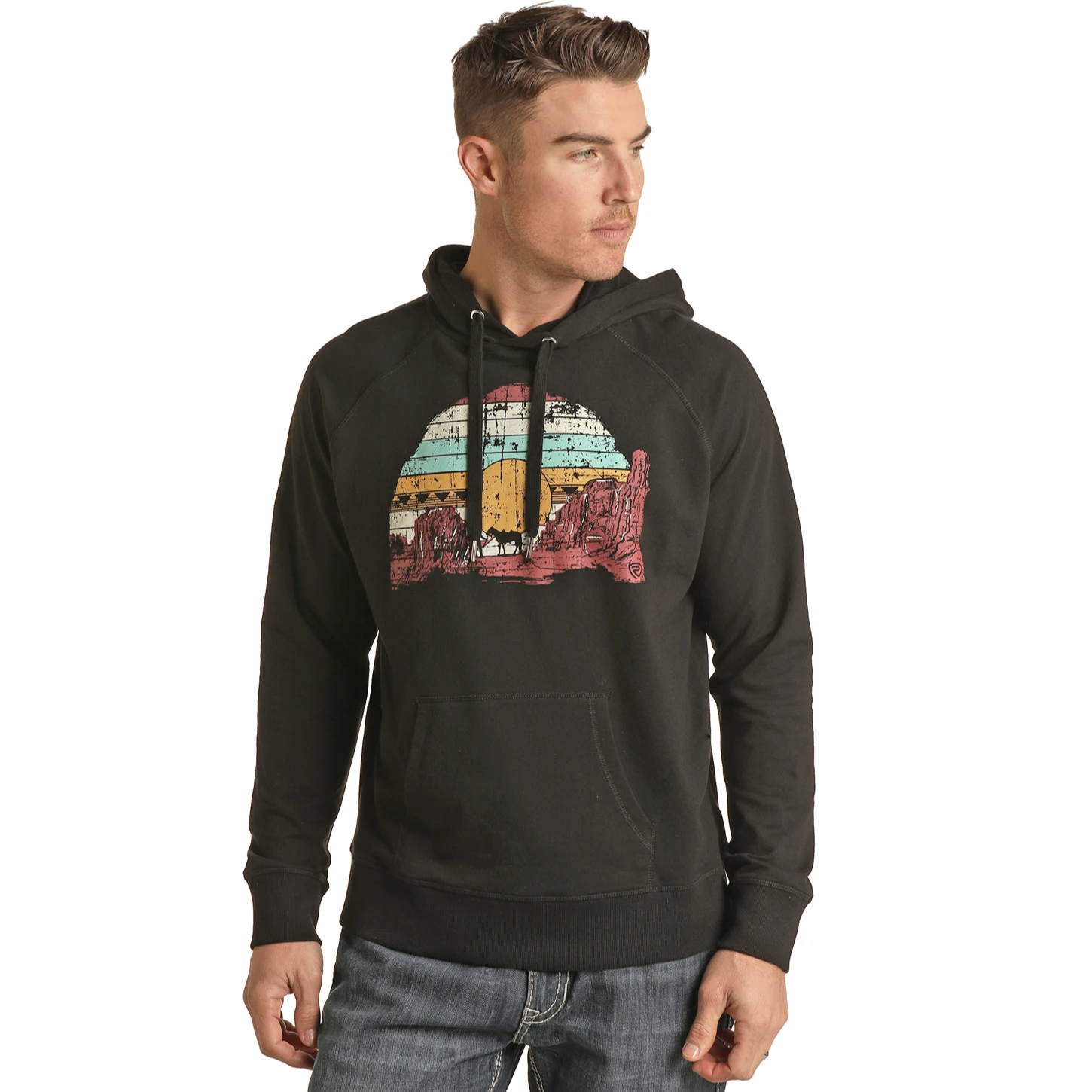 Rock & Roll Cowboy® Men's Desert Sunset Black Hoodie RRMT94R05Z-01 1 Rock & Roll Cowboy® Men's Desert Sunset Black Hoodie RRMT94R05Z-01