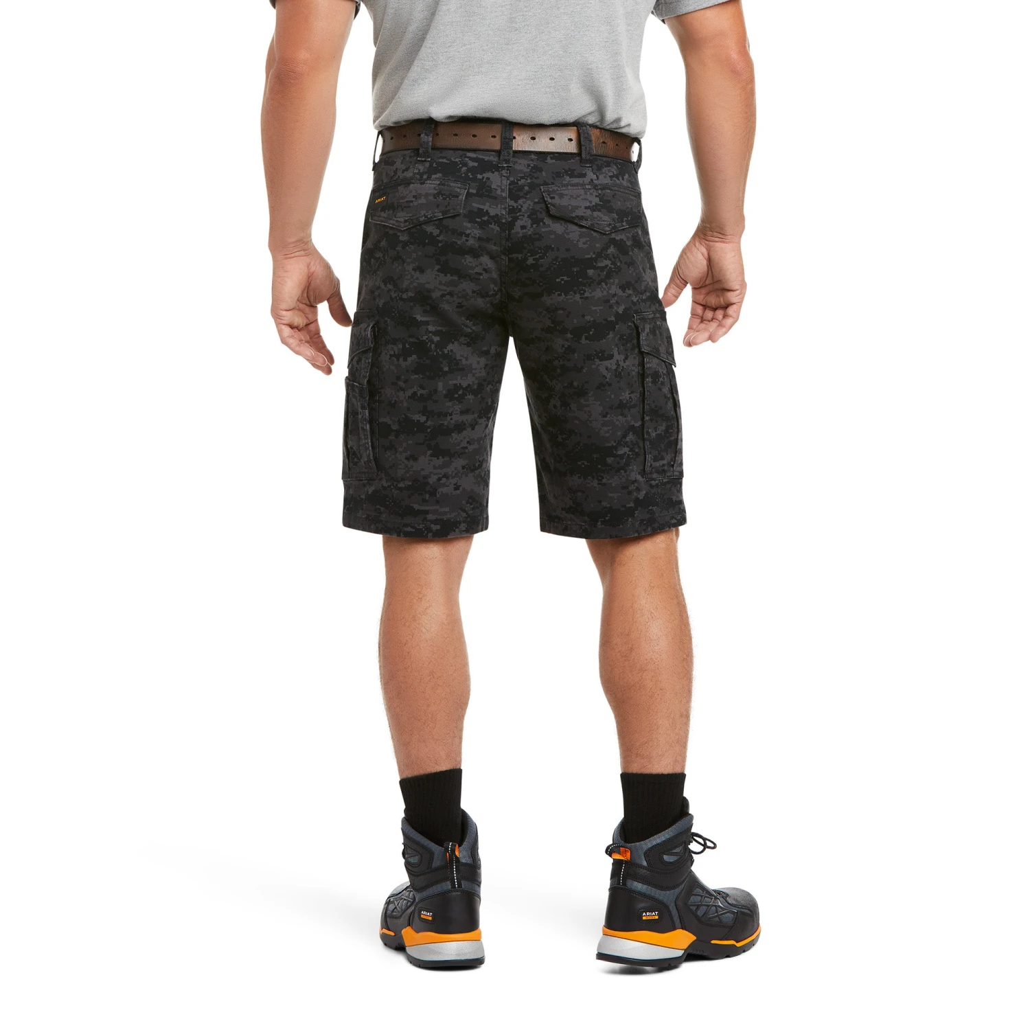Ariat Mens Rebar Relaxed Durastretch Black Camo Cargo Shorts 10034682 2 Ariat Mens Rebar Relaxed Durastretch Black Camo Cargo Shorts 10034682 - Image 2