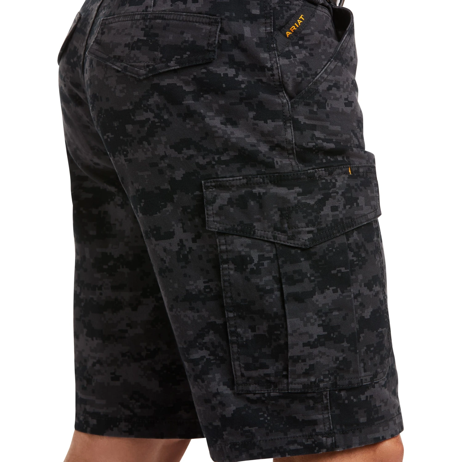 Ariat Mens Rebar Relaxed Durastretch Black Camo Cargo Shorts 10034682 3 Ariat Mens Rebar Relaxed Durastretch Black Camo Cargo Shorts 10034682 - Image 3