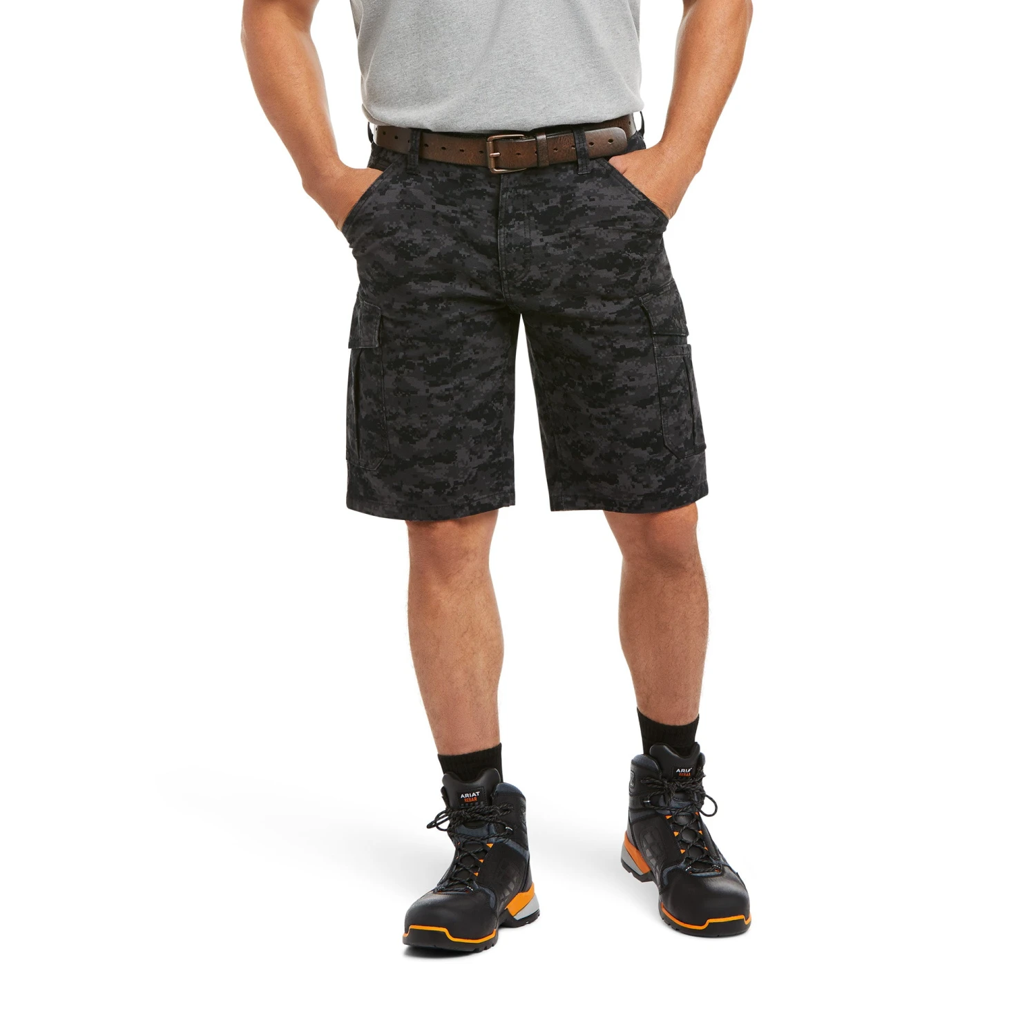 Ariat Mens Rebar Relaxed Durastretch Black Camo Cargo Shorts 10034682 1 Ariat Mens Rebar Relaxed Durastretch Black Camo Cargo Shorts 10034682