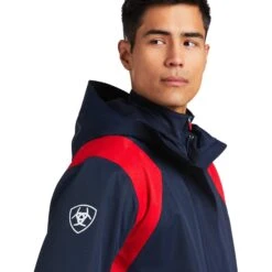 Ariat Men's Spectator Waterproof Navy Team Jacket 10039212 -ARIA Clothing Shop S22 MNS ENGL 10039212 detail01