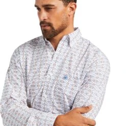 Ariat® Men's Ivan Fitted Long Sleeve White Button Up Shirt 10039252 5 Ariat® Men's Ivan Fitted Long Sleeve White Button Up Shirt 10039252 -ARIA Clothing Shop S22 MNS WEST 10039252 detail01
