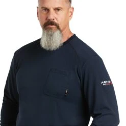 Ariat® Men's FR Max Protect Inherent Long Sleeve Navy T-Shirt 10039161 -ARIA Clothing Shop S22 MNS WORK 10039161 detail01