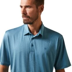 Ariat® Men's Eurasian Teal Charger 2.0 Polo Shirt 10043573 -ARIA Clothing Shop S23 MNS WEST 10043573 detail01