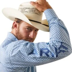 Ariat® Men's Team Syed Diamond Print White Button Down Shirt 10043854 -ARIA Clothing Shop S23 MNS WEST 10043854 detail03