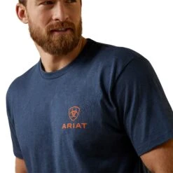 Ariat® Men's Mustang Fever Navy Heather T-Shirt 10045275 -ARIA Clothing Shop S23 MNS WEST 10045275 detail01