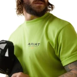 Ariat® Men's Rebar Cotton Strong™ Graphic Lime & Black T-Shirt 10043487 -ARIA Clothing Shop S23 MNS WORK 10043487 detail01