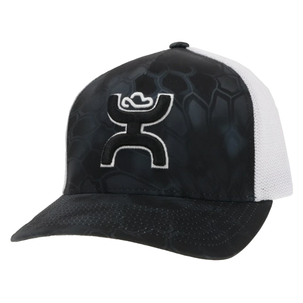 Hooey® Men's Bass 5-Panel Black & White Trucker Hat 2155T-BKWH 1 Hooey® Men's Bass 5-Panel Black & White Trucker Hat 2155T-BKWH
